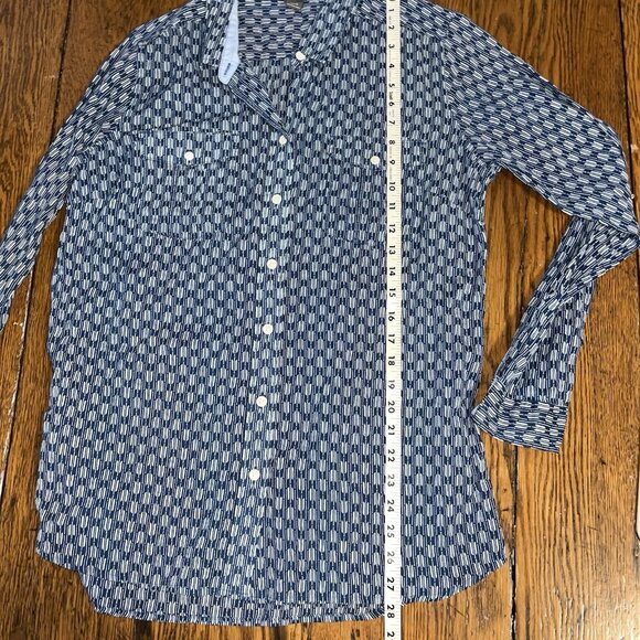 Eddie Bauer Button Up Shirt Womens Blue Long Sleeve Outdoor 100% Cotton Large - Picture 8 of 8